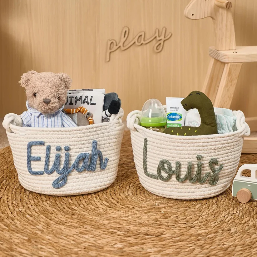 Personalisierter Babykorb mit Namen + Bärenmütze GRATIS