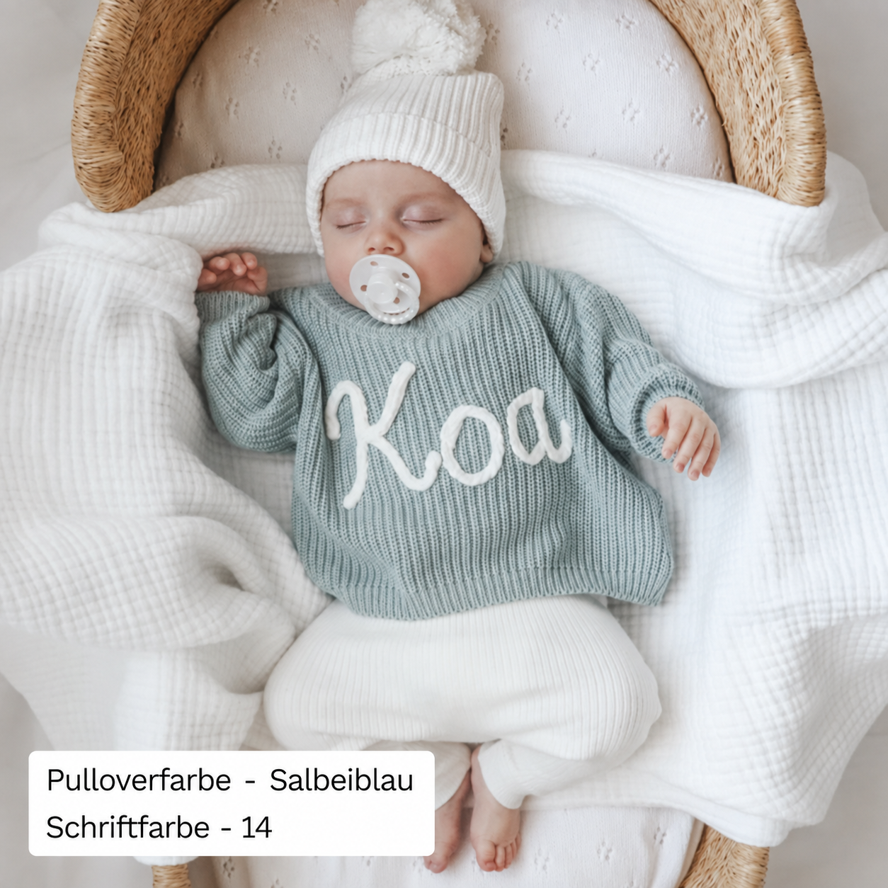 Handgestrickter, personalisierter Pullover