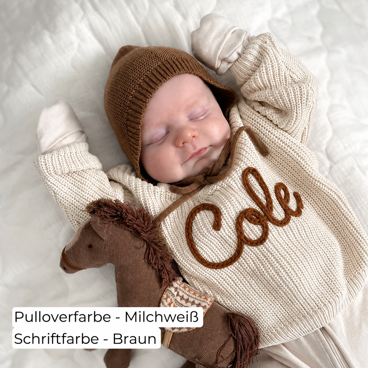 Handgestrickter, personalisierter Pullover