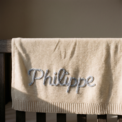 Handgestrickte personalisierte Decke